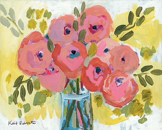 Kait Roberts KR522 - KR522 - Goodness Gracious - 16x12 Flowers, Clear Vase, Pink and Red Flowers, Abstract from Penny Lane