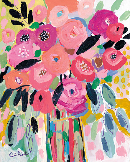 Kait Roberts KR524 - KR524 - Flowers on are Multi-Vitamin - 12x16 Flowers, Abstract, Vase, Rainbow Colors from Penny Lane