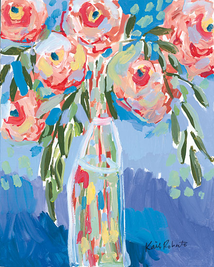 Kait Roberts KR527 - KR527 - Watermelon Blooms - 12x16 Abstract, Flowers, Pink Flowers, Vase from Penny Lane
