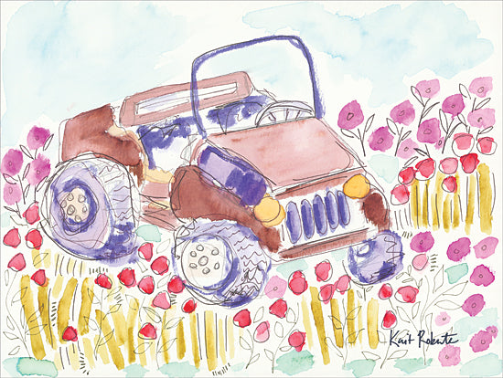 Kait Roberts KR542 - KR542 - Adventure - 16x12 Jeep, Wildflowers, Pink Flowers, Abstract, Watercolor from Penny Lane
