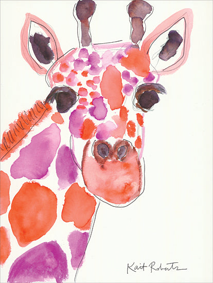 Kait Roberts KR545 - KR545 - A Giraffe Named Liz - 12x16 Giraffe, Pink and Red, Abstract, Watercolor from Penny Lane