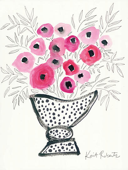 Kait Roberts KR566 - KR566 - Prim & Proper     - 12x18 Abstract, Flowers, Pink Flowers, Bouquet, Blooms, Botanical, Vase from Penny Lane