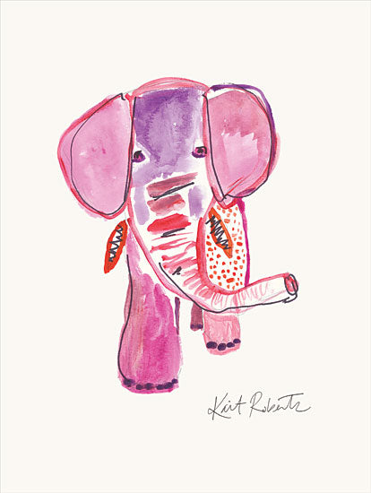 Kait Roberts KR606 - KR606 - Edith the Elephant - 12x16 Elephant, Earrings, Pink Elephant from Penny Lane