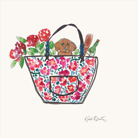 Kait Roberts KR611 - KR611 - Cassie the Chocolate Lab - 12x12 Wine, Bread, Puppy, Flowers, Purse from Penny Lane