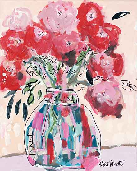 Kait Roberts KR664 - KR664 - Let Your Teardrops Fall - 12x16 Flowers, Pink and Red Flowers, Bouquet, Vase, Abstract, Blooms from Penny Lane