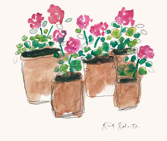 Kait Roberts KR671 - KR671 - Geranium Sunday - 16x12 Abstract, Flowers, Geraniums, Pink Flowers, Clay Pots from Penny Lane