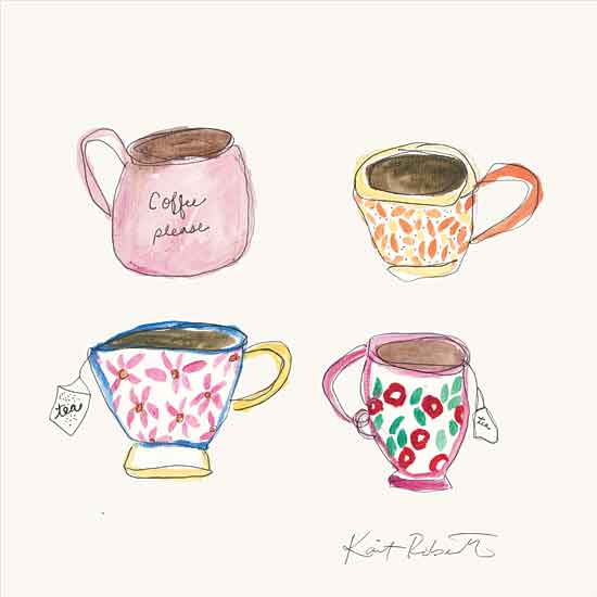 Kait Roberts KR678 - KR678 - Morning Routine - 12x12 Tea Cups, Coffee Cups, Tea, Coffee, Kitchen, Vintage, Old Fashioned, Abstract from Penny Lane