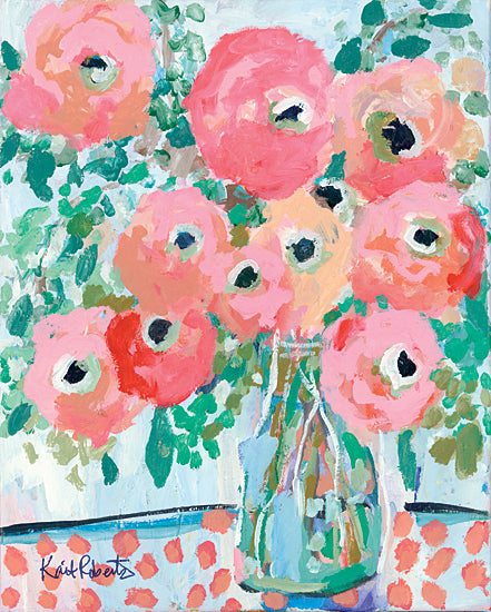 Kait Roberts KR684 - KR684 - Brunch Bouquet in Light - 12x16 Flowers, Pink and Red Flowers, Bouquet, Vase, Abstract, Blooms from Penny Lane