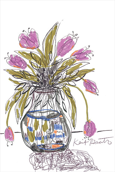 Kait Roberts KR716 - KR716 - Spring Tulips for Granny    - 12x18 Flowers, Purple Flowers, Vase, Abstract from Penny Lane