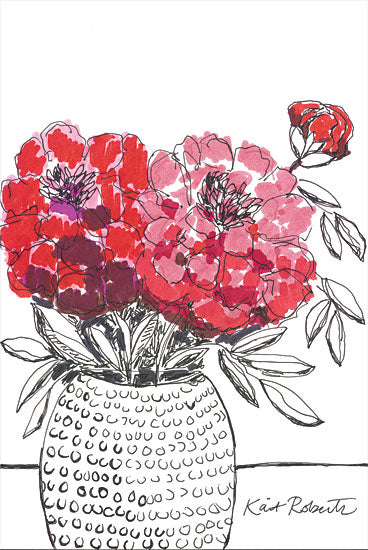 Kait Roberts KR718 - KR718 - I Planted Peonies - 12x18 Flowers, Red Flowers, Peonies, Sketch, Bouquet from Penny Lane
