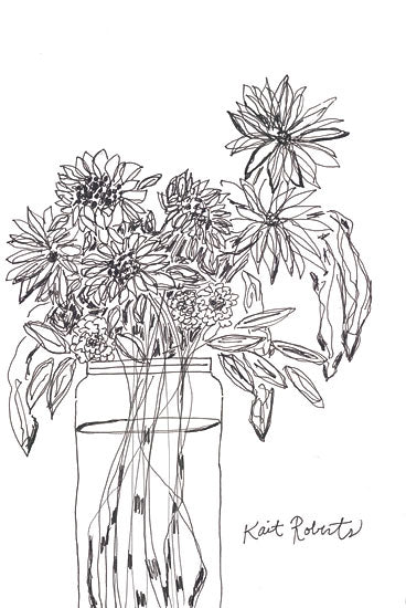 Kait Roberts KR729 - KR729 - Farm Grower - 12x18 Flowers, Bouquet, Glass Vase, Sketch, Black & White from Penny Lane