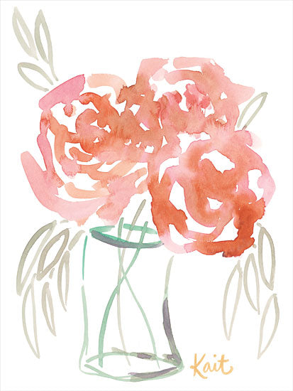 Kait Roberts KR741 - KR741 - Juicy Blooms - 12x16 Flowers, Peach Flowers, Vase, Abstract, Watercolor from Penny Lane