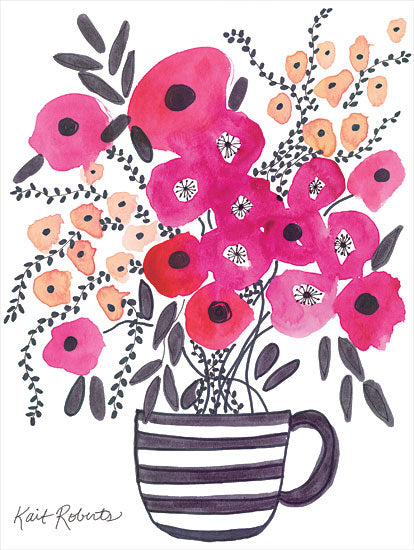 Kait Roberts KR761 - KR761 - Morning Cup of Blooms - 12x16 Flowers, Pink Flowers, Abstract, Kitchen, Coffee Cup, Whimsical, Decorative from Penny Lane