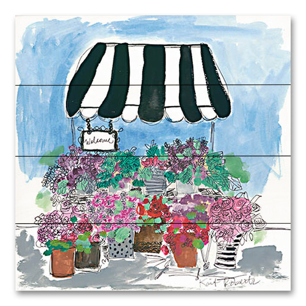 Kait Roberts KR780PAL - KR780PAL - Welcome - 12x12 Flower Cart, Flowers, Abstract, For Sale, Welcome, Cottage/Country from Penny Lane