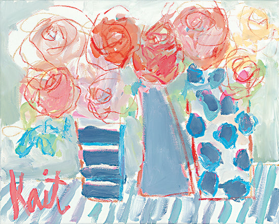 Kait Roberts KR816 - KR816 - Tea Party - 16x12 Abstract, Flowers, Pink Flowers, Vases, Bouquets, Blooms, Botanicals, Contemporary from Penny Lane