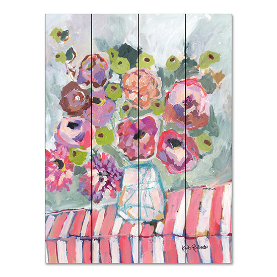 Kait Roberts KR831PAL - KR831PAL - They Can't Order Me to Stop Dreaming - 12x16 Abstract, Flowers, Bouquet, Tablecloth, Pink and Purple Flowers, Contemporary from Penny Lane