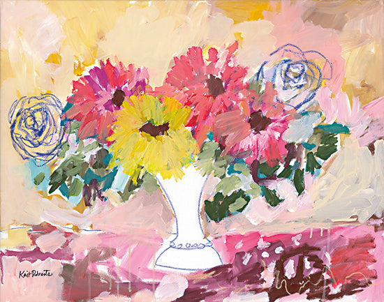Kait Roberts KR834 - KR834 - It's All Good - 16x12 Abstract, Flowers, Vase, Bouquet, Pink Flowers, Yellow Flowers, Contemporary from Penny Lane