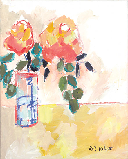 Kait Roberts KR838 - KR838 - Flowers for Judy - 12x16 Abstract, Flowers, Vase, Orange Flowers, Contemporary from Penny Lane