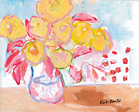 Kait Roberts KR865 - KR865 - Here's Some Pink Lemonade - 16x12 Abstract, Flowers, Yellow Flowers, Pink Flowers, Vase, Bouquet, Contemporary from Penny Lane