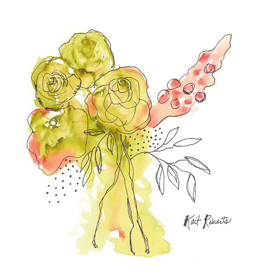 Kait Roberts KR870 - KR870 - Melon - 12x12 Abstract, Flower, Green Flower, Berries, Botanical, Contemporary from Penny Lane