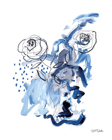 Kait Roberts KR884 - KR884 - All Good Things are Blue - 12x16 Abstract, Flowers, Drawing Print, Blue from Penny Lane