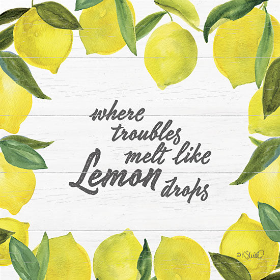 Kate Sherrill KS154 - KS154 - Where Troubles Melt     - 12x12 Lemons, Humorous, Calligraphy, Signs from Penny Lane