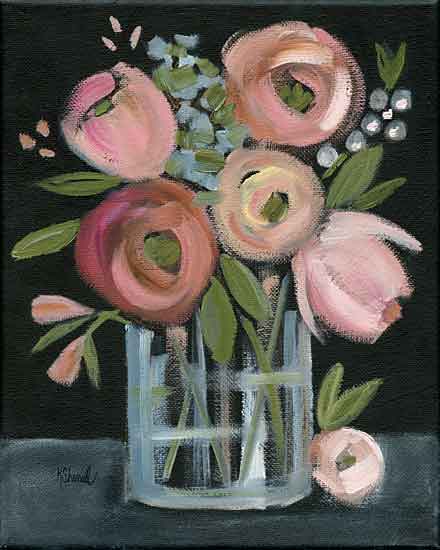 Kate Sherrill KS158 - KS158 - Bountiful Bouquet - 12x16 Abstract, Flowers, Pink Flowers, Glass Vase, Bouquet from Penny Lane