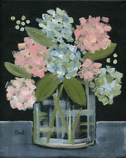 Kate Sherrill KS160 - KS160 - Hydrangea Bouquet - 12x16 Abstract, Flowers, Pink Flowers, Blue Flowers, Glass Vase from Penny Lane
