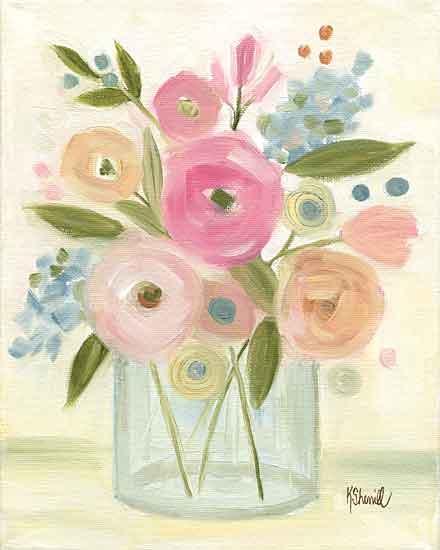 Kate Sherrill KS161 - KS161 - Bright Bouquet - 12x16 Abstract, Flowers, Pink Flowers, Vase, Bouquet from Penny Lane