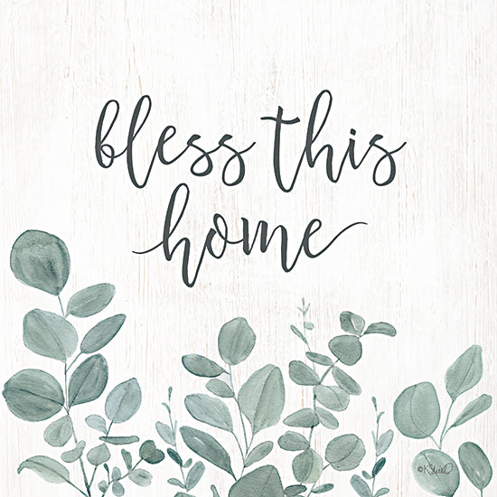 Kate Sherrill KS169 - KS169 - Bless This Home Eucalyptus - 12x12 Eucalyptus, Wreath, Bless This Home, Home, Sign from Penny Lane