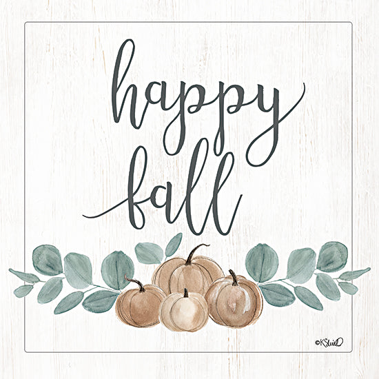 Kate Sherrill KS179 - KS179 - Eucalyptus Pumpkins Happy Fall - 12x12 Happy Fall, Pumpkins, Autumn, Eucalyptus, Thanksgiving, Signs, Harvest from Penny Lane