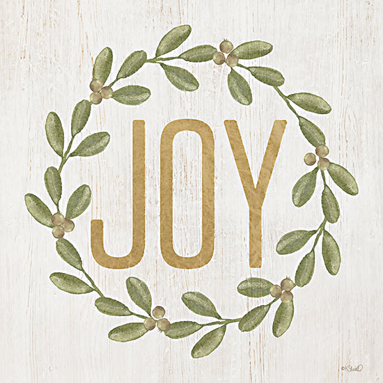 Kate Sherrill KS265 - KS265 - Gold Joy Wreath - 12x12 Christmas, Holidays, Wreath, Greenery, Joy, Typography, Signs, Textual Art, Berries, Winter from Penny Lane