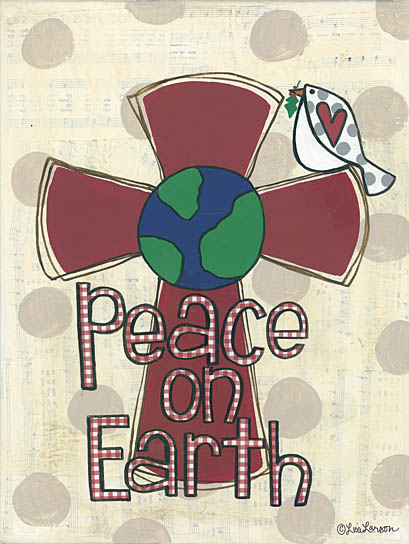 Lisa Larson LAR345 - Peace Cross - Cross, Earth, Peace, Bird, Polka Dots from Penny Lane Publishing