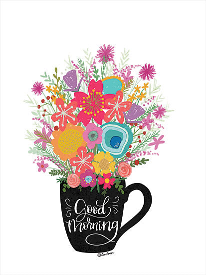 Lisa Larson LAR381 - LAR381 - Good Morning Coffee Floral - 12x16 Signs, Typography, Coffee Cup, Flowers, Bouquet, Good Morning from Penny Lane