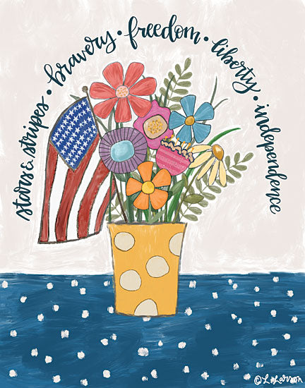 Lisa Larson LAR449 - LAR449 - Patriotic Flower Pot - 12x16 Patriotic Flower Pot, Flowers, Country, Primitive, American Flag, Americana, Patriotic, Signs from Penny Lane
