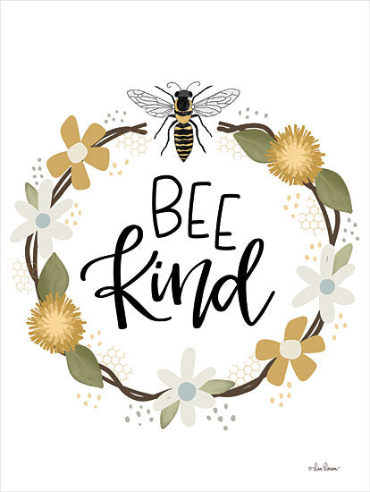 Lisa Larson LAR490 - LAR490 - Bee Kind     - 12x16 Be Kind, Wreath, Flowers, Bees, Nature, Motivational, Typography, Nature, Signs from Penny Lane