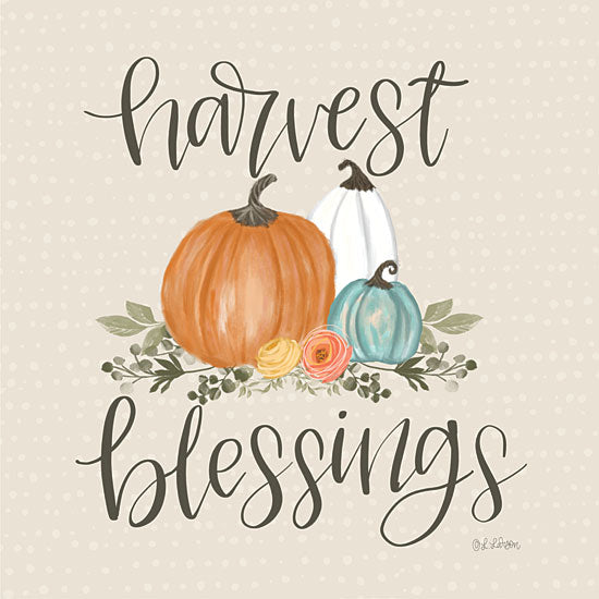 Lisa Larson LAR502 - LAR502 - Harvest Blessings - 12x12 Harvest Blessings, Pumpkins, Fall, Autumn, Harvest, Thanksgiving, Typography, Signs from Penny Lane