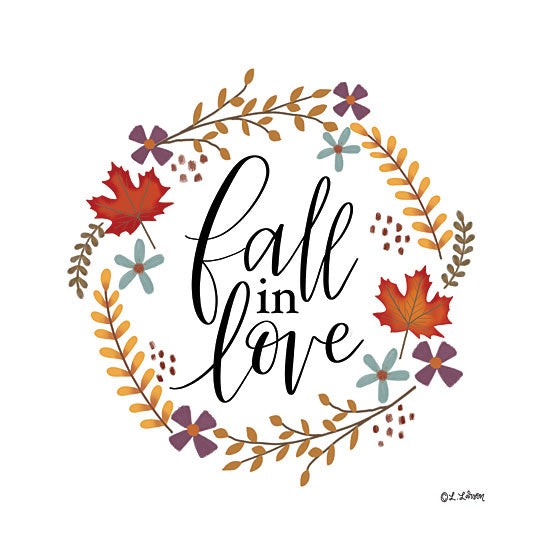 Lisa Larson LAR503 - LAR503 - Fall In Love - 12x12 Fall In Love, Wreath, Fall, Autumn, Leaves, Typography, Signs from Penny Lane