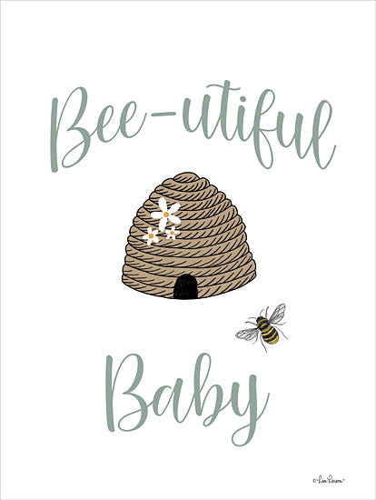 Lisa Larson LAR556 - LAR556 - Bee-utiful Baby    - 12x16 Baby, Baby's Room New Baby, Typography, Signs, Textual Art, Bee-utiful Baby, Bees, Beehive from Penny Lane