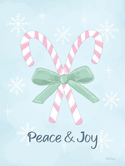 Lisa Larson LAR559 - LAR559 - Peace & Joy Candy Canes - 12x16 Christmas, Holiday, Candy Canes, Peace & Joy, Typography, Signs, Textual Art, Winter, Snowflakes, Pastel from Penny Lane
