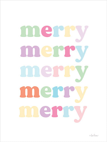 Lisa Larson LAR561 - LAR561 - Pastel Very Merry - 12x16 Christmas, Holidays, Merry, Merry, Typography, Signs, Textual Art, Rainbow Colors, Pastel from Penny Lane