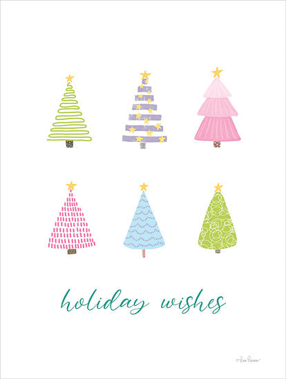 Lisa Larson LAR563 - LAR563 - Holiday Wishes Pastel Christmas Trees - 12x16 Christmas, Holidays, Christmas Trees, Trees, Pastel Trees, Holiday Wishes, Typography, Signs, Textual Art, Rainbow Colors from Penny Lane
