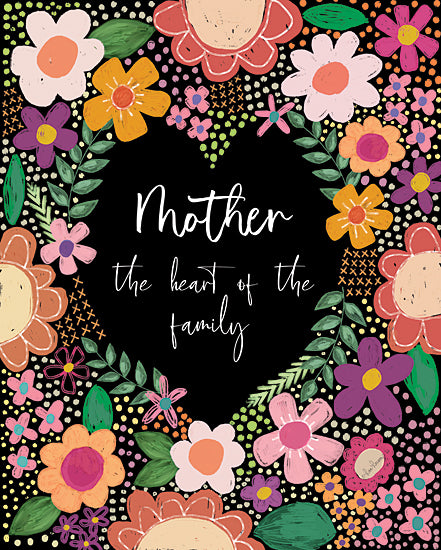 Lisa Larson  LAR590 - LAR590 - Mother the Heart of the Family - 12x16 Inspirational, Family, Mother, Mother, The Heart of the Family, Typography, Signs, Textual Art, Flowers, Heart from Penny Lane