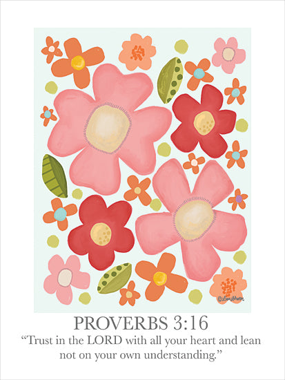 Lisa Larson LAR605 - LAR605 - Trust in the Lord - 12x16 Floral, Religious, Trust in the Lord with All Your Heart and Lean Not on Your Own Understanding, Proverbs, Bible Verse, Typography, Signs, Textual Art from Penny Lane