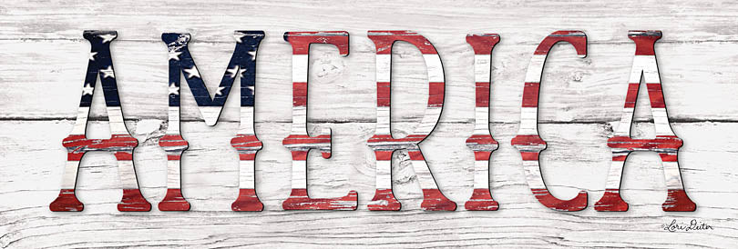 Lori Deiter LD1323A - LD1323A - America - 36x12 American, Wood Background, Red, White & Blue, Americana, Signs from Penny Lane