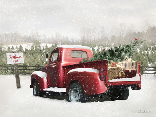 Lori Deiter LD1505 - LD1505 - Winter Stop   - 18x12 Christmas Tree, Cardinals, Truck, Vintage, Snow, Winter, Presents from Penny Lane