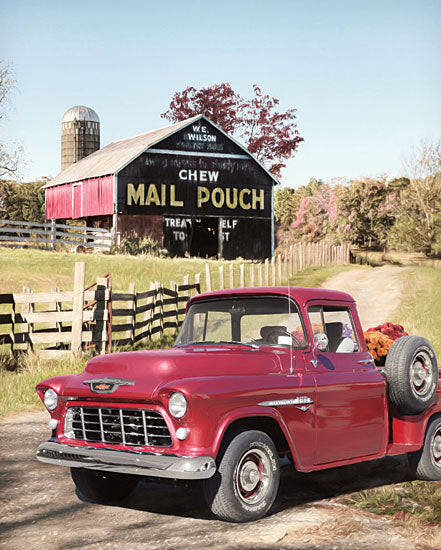 Lori Deiter LD1532 - LD1532 - Fall Flower Delivery  - 12x16 Photography, Truck, Vintage, Barn, Silo, Paths, Fence, Trees from Penny Lane