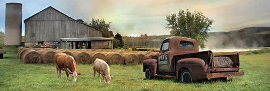 Lori Deiter LD1817A - LD1817A - Tioga County Farmland  - 36x12 Truck, Cows, Farm, Barns, Hay Bales, Antique, Rustic, Tioga County from Penny Lane