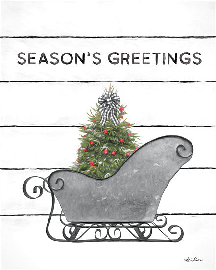Lori Deiter LD1862 - LD1862 - Christmas Sled with Tree - 12x16 Seasons Greetings, Sleigh, Holidays, Galvanized Metal Sleigh, Christmas Tree, Ribbon from Penny Lane
