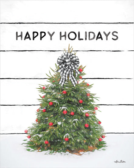 Lori Deiter LD1863 - LD1863 - Christmas Tree on Wood - 12x16 Happy Holidays, Holidays, Christmas Tree, Buffalo Plaid Ribbon from Penny Lane